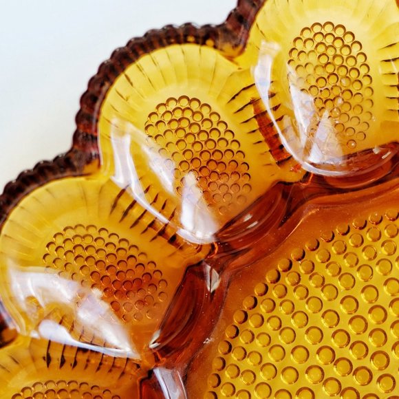 HOBNAIL AMBER GLASS EGG TRAY - Picture 6 of 6